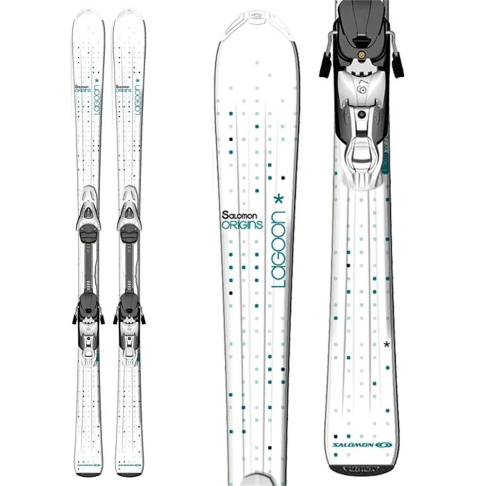 Salomon Women’s White and Teal Skis